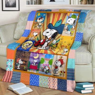 Funny Guitar Player Snoopy Fleece Blanket