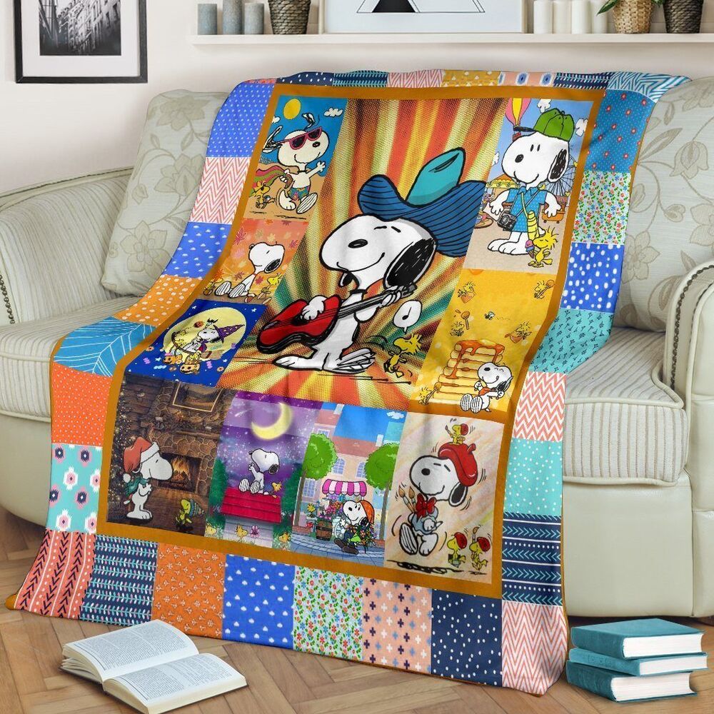 Funny-Guitar-Player-Snoopy-Fleece-Blanket-Comfy-Sofa-Throw-Blanket-7 Funny Guitar Player Snoopy Fleece Blanket