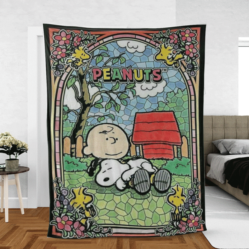 Snoopy Charlie Brown Peanuts Gift For Fan Comfy Sofa Throw Blanket Gift