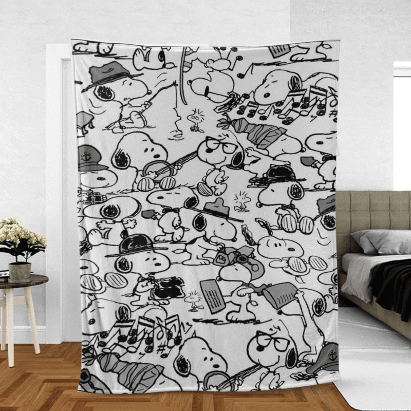 Snoopy Charlie Brown Peanuts Gift For Fan Comfy Sofa Throw Blanket Gift