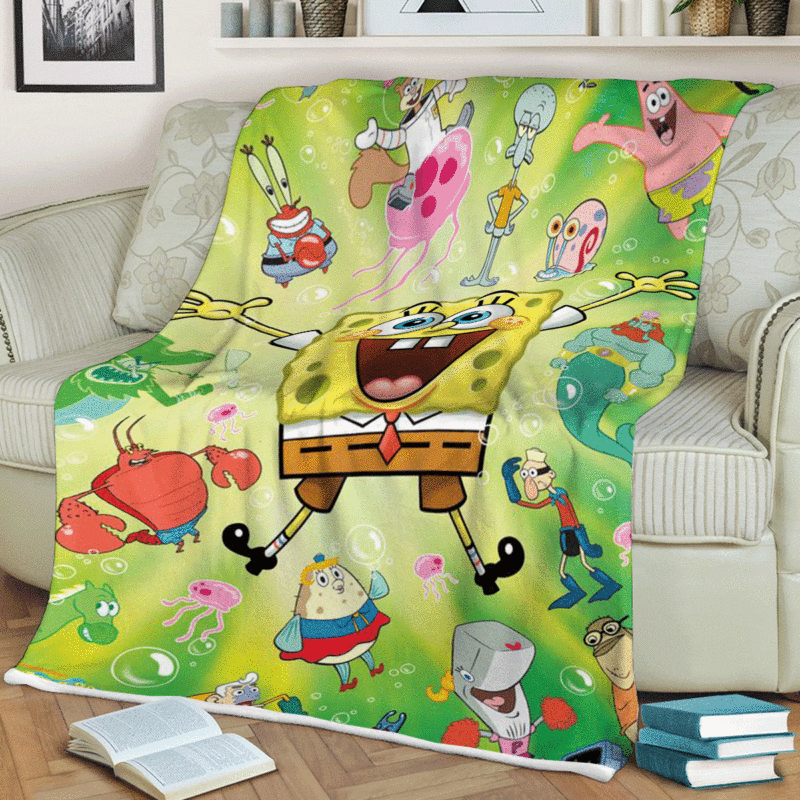 Spongebob Gift For Fan Comfy Sofa Throw Blanket Gift