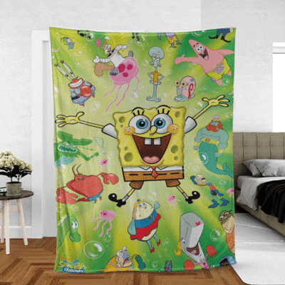 Funny Spongebob With Friend Cartoon Gifts Lover,Spongebob Gift For Fan Comfy Sofa Throw Blanket Gift