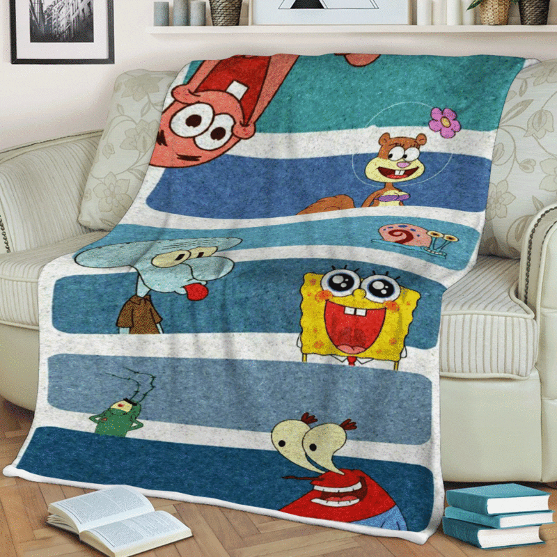 Spongebob Gift For Fan Comfy Sofa Throw Blanket Gift