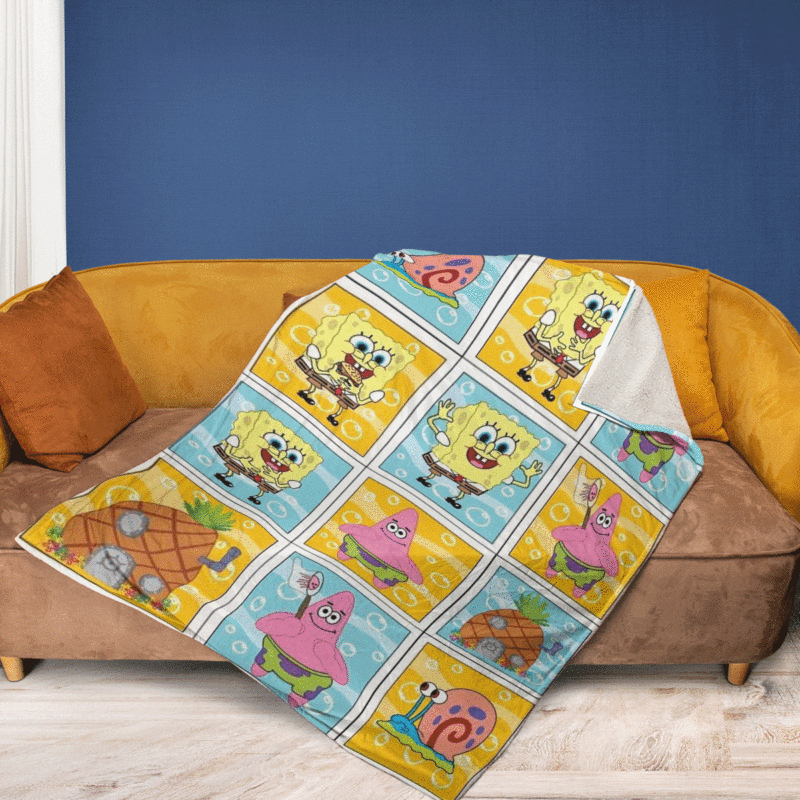 Spongebob Gift For Fan Comfy Sofa Throw Blanket Gift