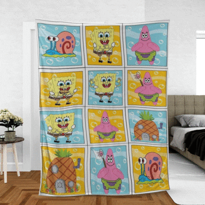 Funny Spongebob With Friend Cartoon Ver3 Gifts Lover,Spongebob Gift For Fan Comfy Sofa Throw Blanket Gift