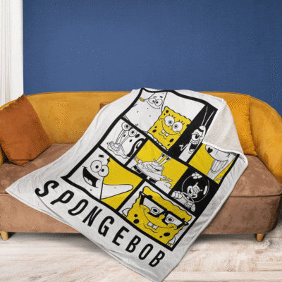 Funny Spongebob With Friend Cartoon Ver5 Gifts LoverSpongebob Gift For Fan Comfy Sofa Throw Blanket Gift 2