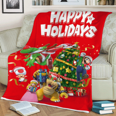Funny Super Mario Games Lucky Christmas 142 , Super Mario Gift For Fan Comfy Sofa Throw Blanket Gift