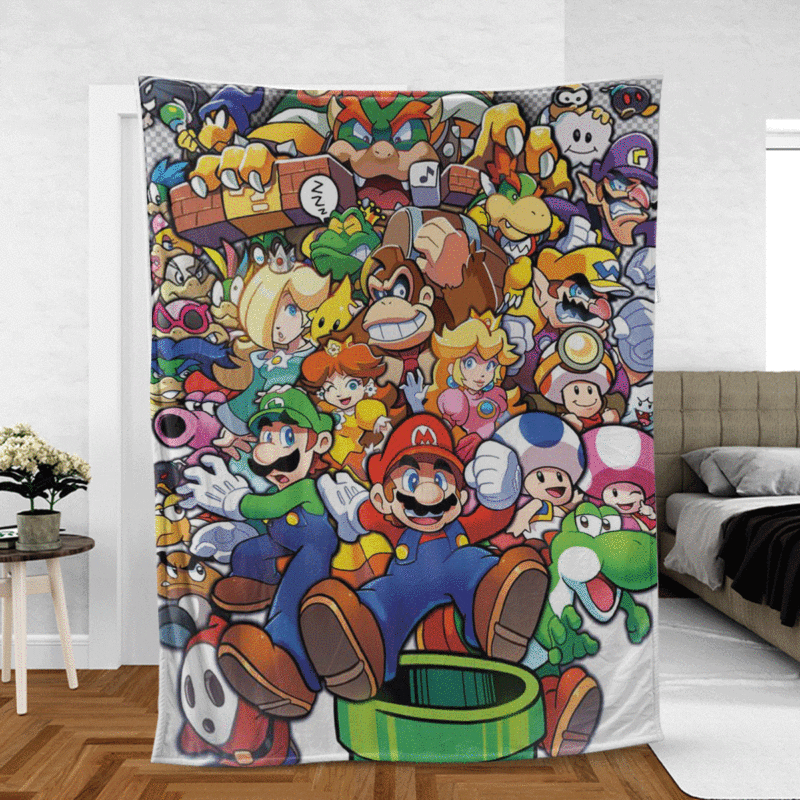 Super Mario Gift For Fan Comfy Sofa Throw Blanket Gift