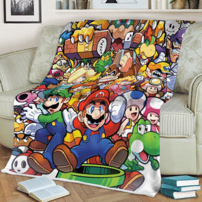 Funny Super Mario Games Lucky Christmas 689 , Super Mario Gift For Fan Comfy Sofa Throw Blanket Gift