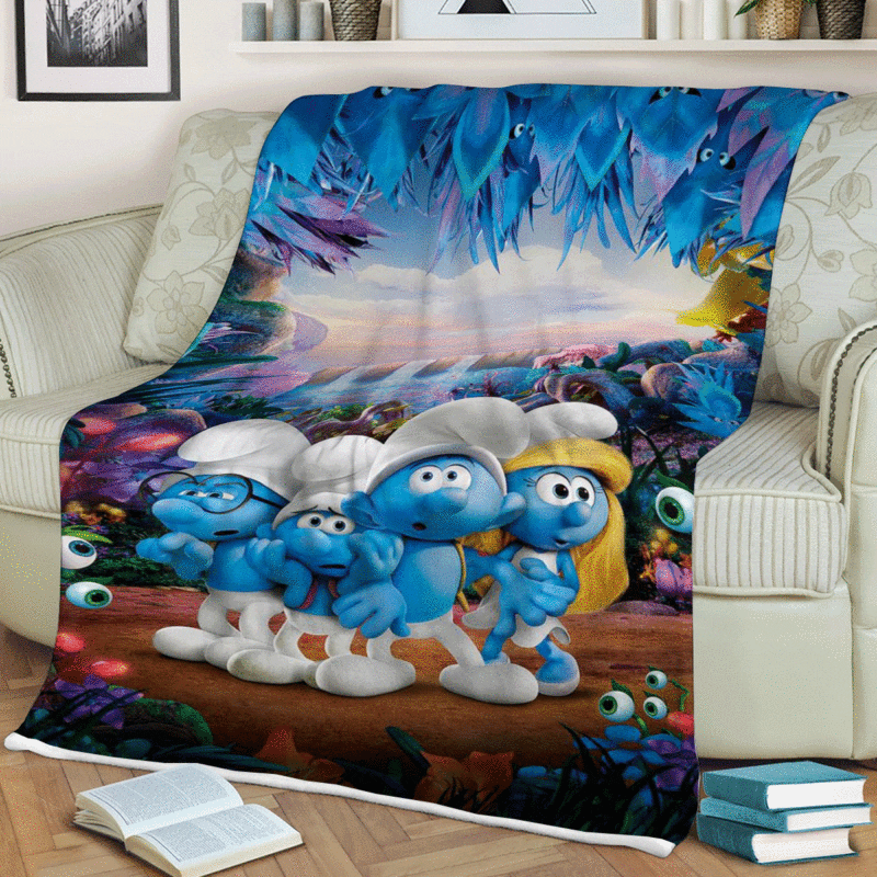 The Smurfs comics Gift For Fan Comfy Sofa Throw Blanket Gift