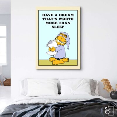 Garfield Canvas Art Have A Dream Kids Cartoon Educational Cat Comic Framed Canvas Wall Art Poster Print 3