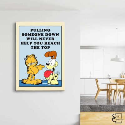 Garfield Canvas Art Pulling Someone Kids Cartoon Educational Cat Comic Framed Canvas Wall Art Poster Print 3
