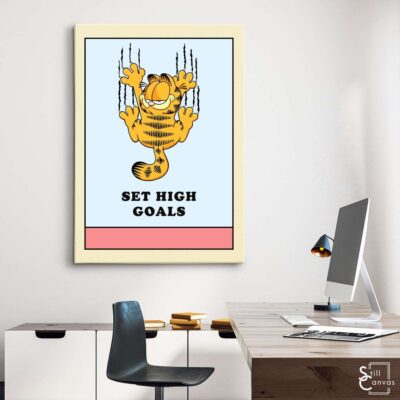 Garfield Canvas Art Set High Goals Kids Cartoon Educational Cat Comic Framed Canvas Wall Art Poster Print 3