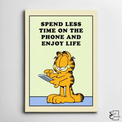 Garfield Canvas Art Spend Less Time Kids Cartoon Educational Cat Comic Framed Canvas Wall Art Poster Print 2