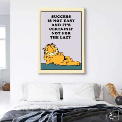 Garfield Canvas Art Success Is Not Easy Kids Cartoon Educational Cat Comic Framed Canvas Wall Art Poster Print 3
