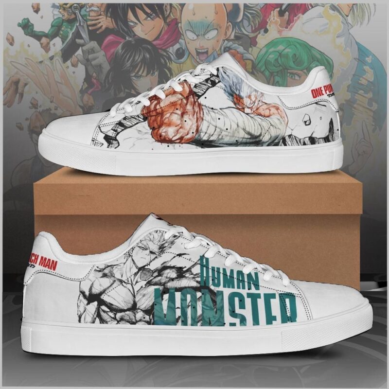 Garou One Punch Man Low Top Leather Skate Shoes