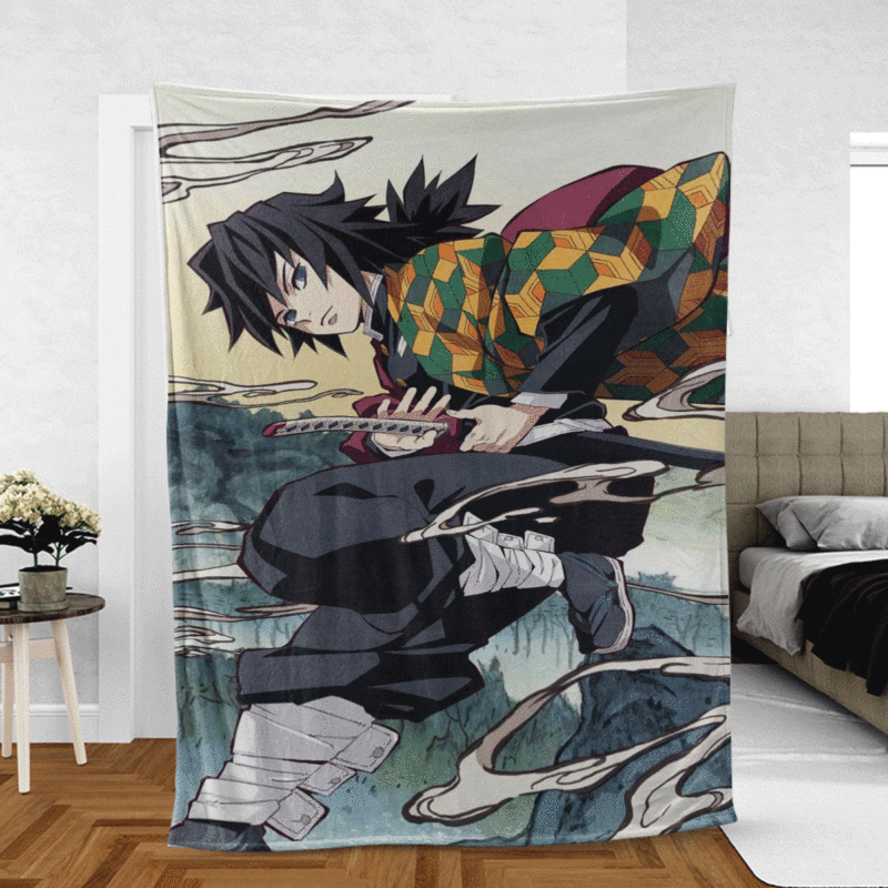 Giyu Tomioka Demon Slayer Kimetsu no Yaiba Wiki Anime Gift Lover Comfy Sofa Throw Blanket Gift 1