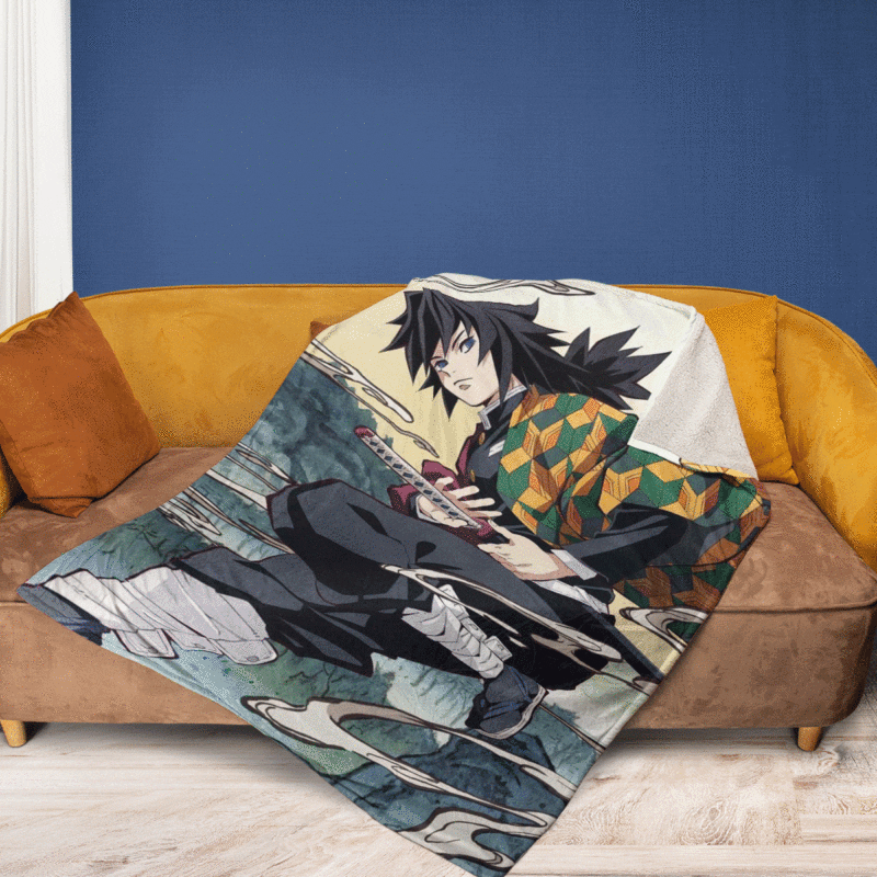 Giyu Tomioka Demon Slayer Kimetsu no Yaiba Wiki Anime Gift Lover Comfy Sofa Throw Blanket Gift 2