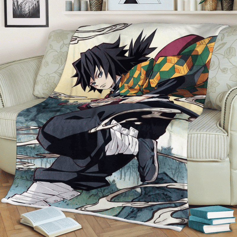 Giyu Tomioka Demon Slayer Kimetsu no Yaiba Wiki Anime Gift Lover Comfy Sofa Throw Blanket Gift