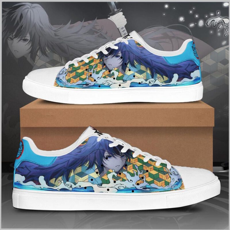 Giyu Tomioka Demon Slayer Low Top Leather Skate Shoes