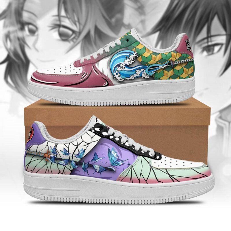 Giyuu and Shinobu Air Force 1 Sneakers Skill Demon Slayer Anime Shoes