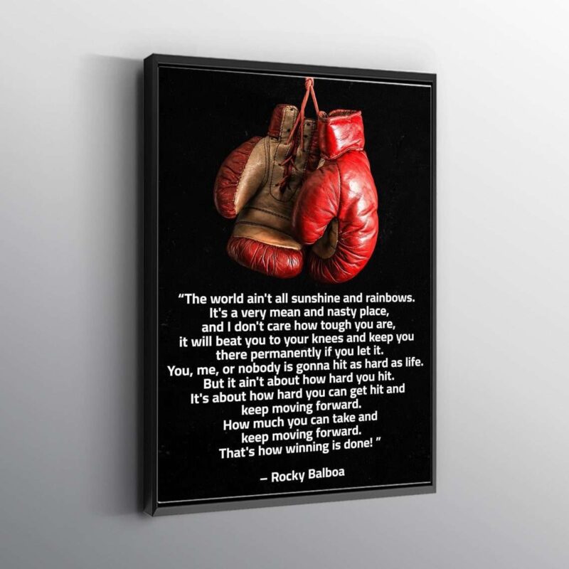 Gloves Rocky Balboa Motivational Quote Artwork Sylvester Stallone Print Wall Art Canvas