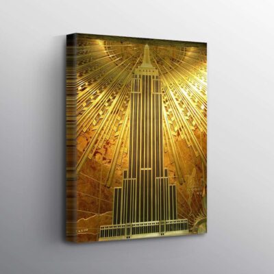 Gold Empire State Building Wall Art Canvas 1