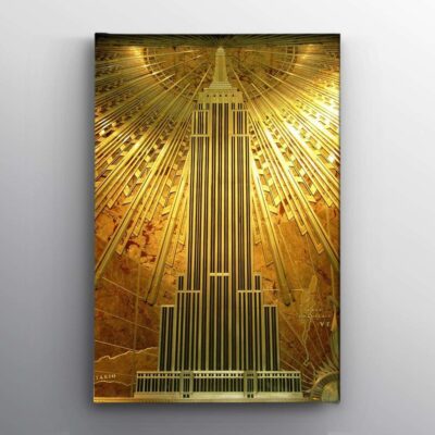 Gold Empire State Building Wall Art Canvas 2