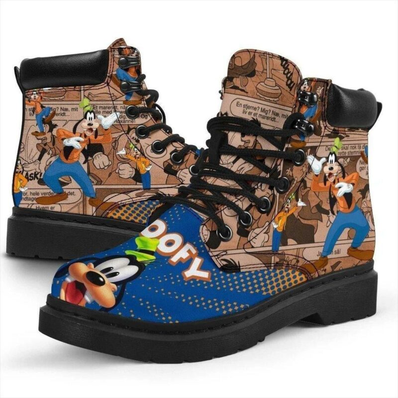 Goofy disney Character A86 Boots For Lover Working Boots Leather Boots Timber Motorcycle Boots