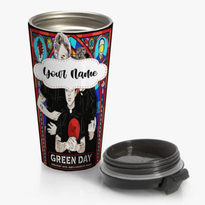Green Day Greatest Hits God s Favorite Band Travel Mug Custom Personalized Name Stainless Steel Bottle