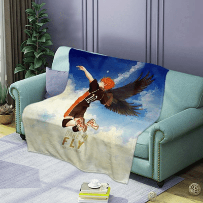 Haikyuu Anime Hinata Shouyou 1 Fleece Blanket, Anime Gift Lover Comfy Sofa Throw Blanket