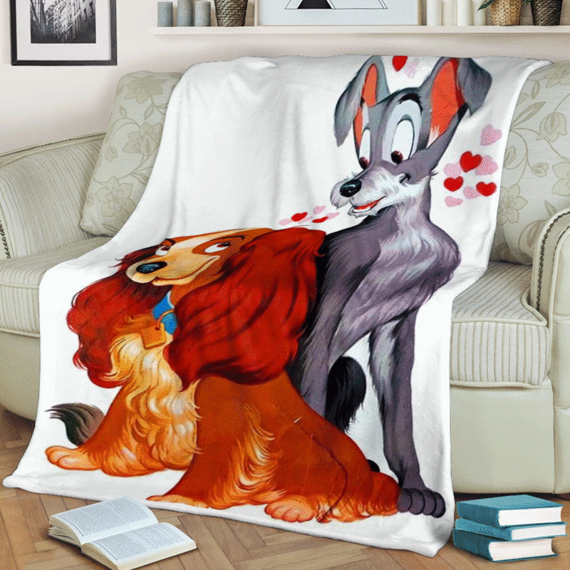 Happy Valentines Day Sweet Love Of Lady and the Tramp Movie Gift LoverLady and the Tramp Premium Comfy Sofa Throw Blanket 2