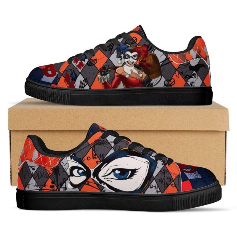 Harley Quinn Birds Of Prey Low Top Leather Skate Shoes