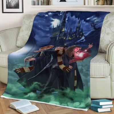 Harry Potter Gift, Harry Potter Ron Weasley Hermione Granger Gift For Fan Comfy Sofa Throw Blanket Gift