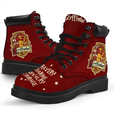 Harry Potter Gryffindor House Boots Shoes Fan Gift Idea, Working Boots Leather Boots Timber Motorcycle Boots