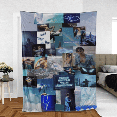 Harry Styles Fine Line Blue Ver8 Thank You For The Memories Gifts Lover, Harry Styles Gift For Fan Comfy Sofa Throw Blanket Gift