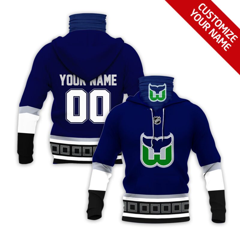 Hartford Whalers #00 Nhl Team Dark Blue Jersey Style Custom Number Name For Hartford Whalers Fans Gaiter Hoodie GH0660