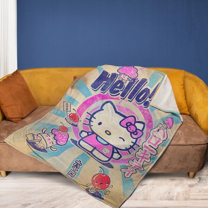 Hello Kitty Pinky Bow Gift For Fan Comfy Sofa Throw Blanket Gift