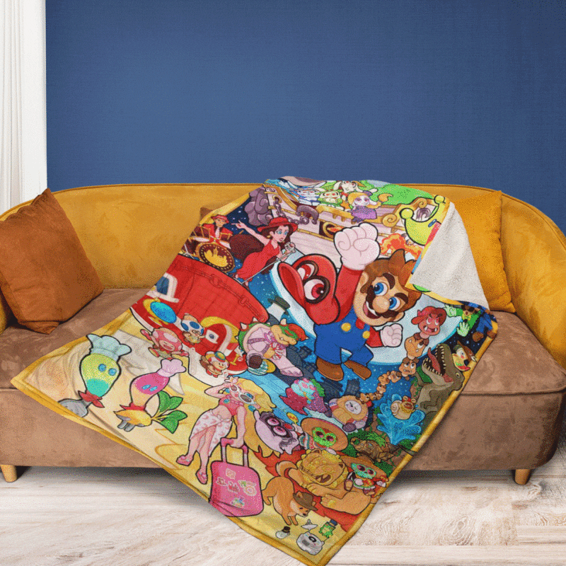 Hello Summer Super Mario Lucky Game Ver3 Gift Lover Comfy Sofa Throw Blanket Gift 2