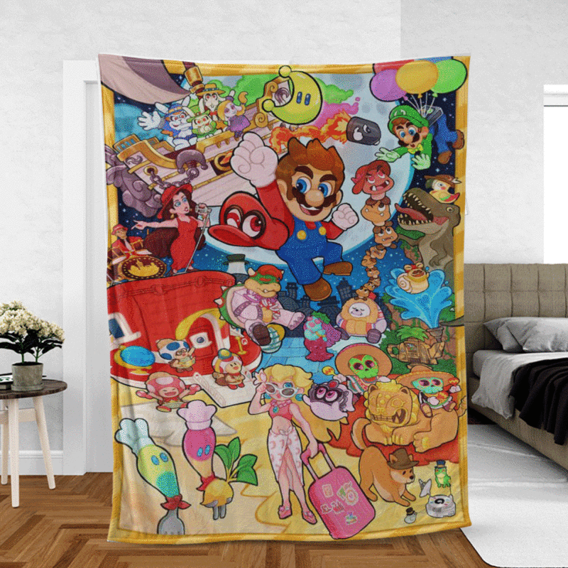 Hello Summer Super Mario Lucky Game Ver3 Gift Lover Comfy Sofa Throw Blanket Gift