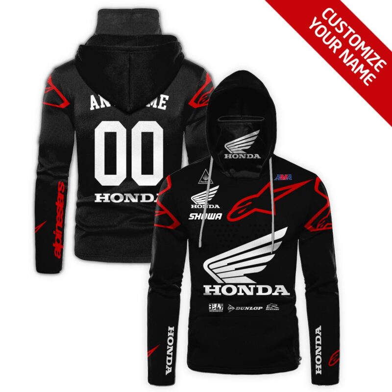 Honda Showa Racing Team Dunlop Black Jersey Style Custom Name For Honda Racing Team Fans Gaiter Hoodie GH0860