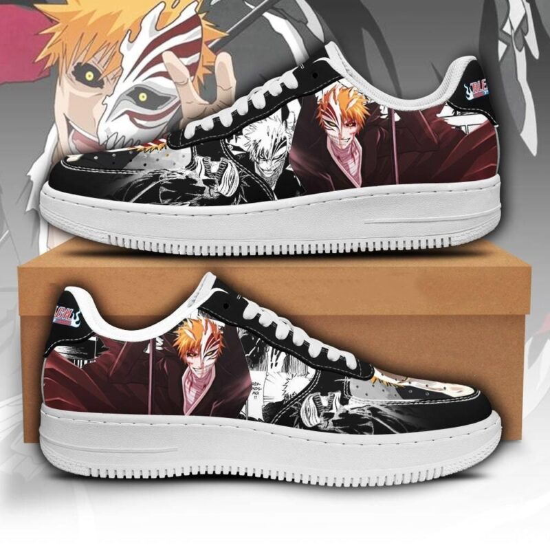 Ichigo Hollow Sneakers Bleach Anime Shoes Fan Gift Idea Air Force 1 Sneakers