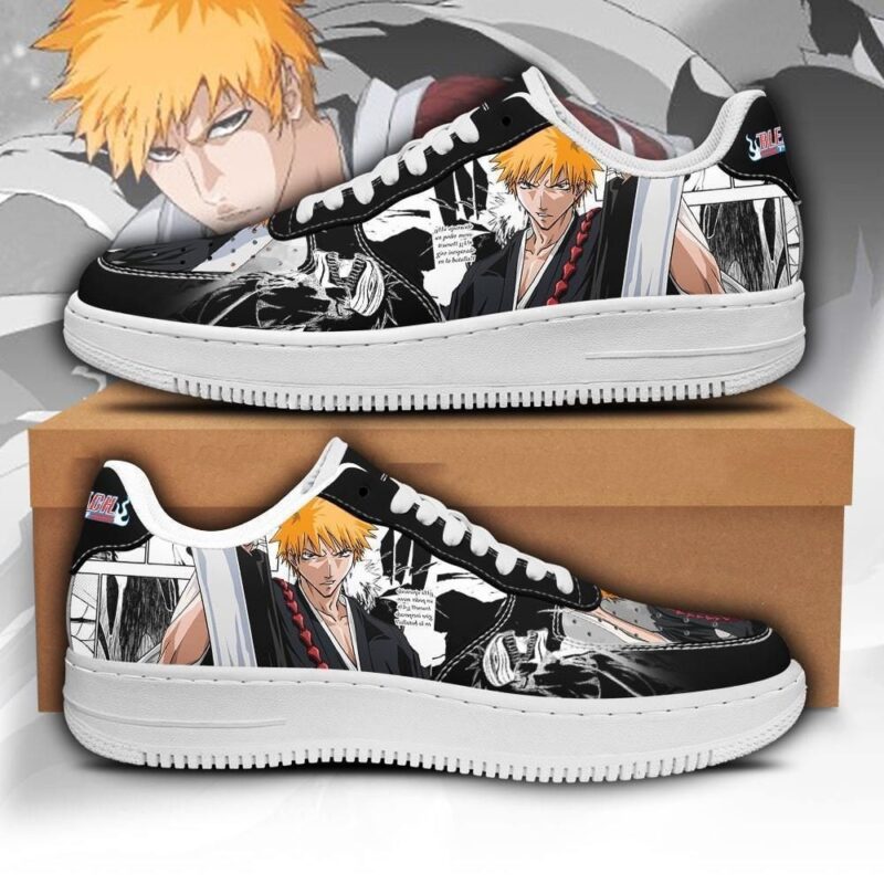 Ichigo Sneakers Bleach Anime Shoes Fan Gift Idea Air Force 1 Sneakers