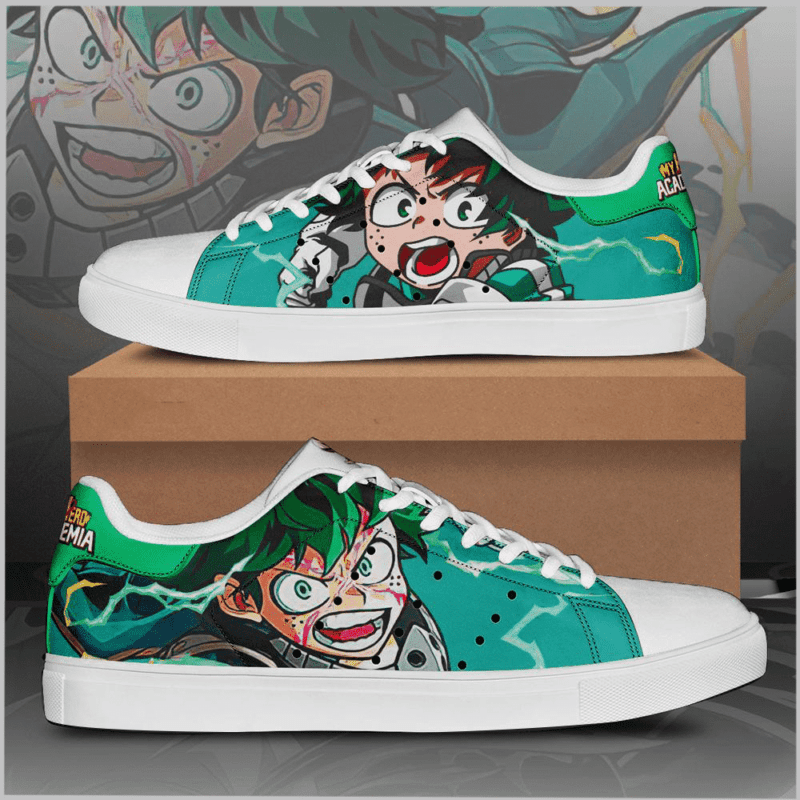 Izuku Midoriya Deku My Hero Academia Low Top Leather Skate Shoes