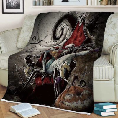 Jack Skellington And Sally The Nightmare Before Christmas Fan Gift Jack Skellington Gift For Fan Comfy Sofa Throw Blanket Gift 2