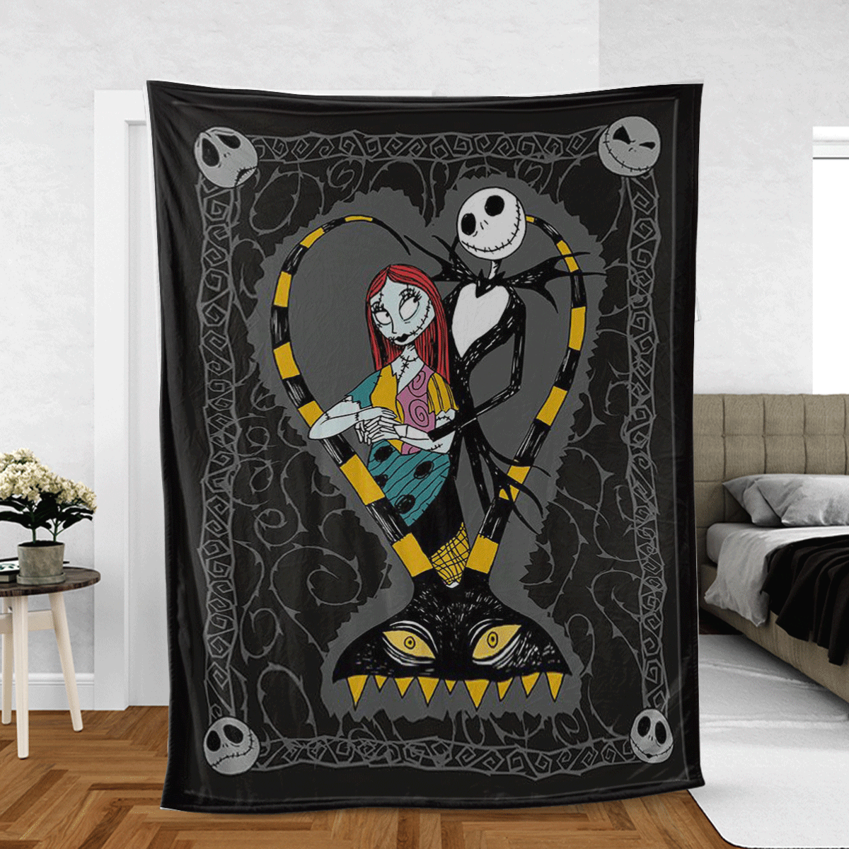 Jack-Skellington-And-Sally-The-Nightmare-Before-Christmas-Gifts-LoverJack-Skellington-And-Sally-Gift-For-Fan-Comfy-Sofa-Throw-Blanket-Gift Jack Skellington And Sally The Nightmare Before Christmas Gifts Lover