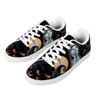 Jack Skellington The Nightmare Before Christmas Low Top Leather Skate Shoes Tennis Shoes Sneaker For Fans 3
