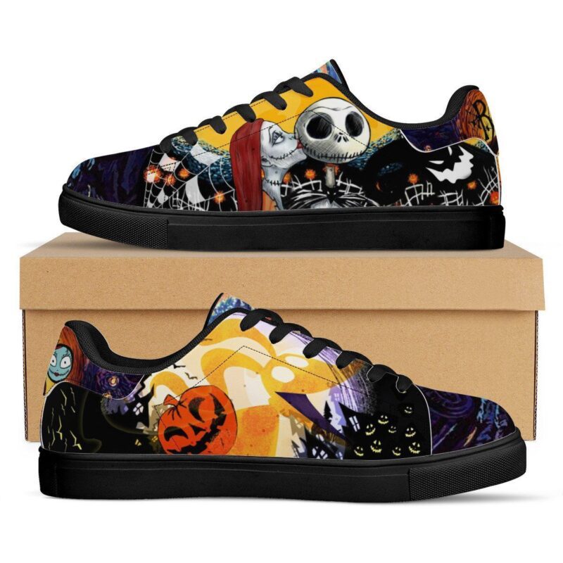 Jack Skellington x Sally The Nightmare Before Christmas Low Top Leather Skate Shoes