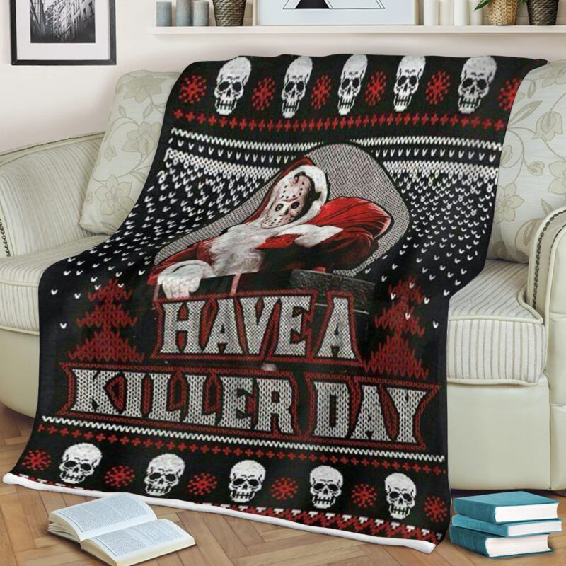 Jason Voorhees Santa Claus Have A Killer Day Comfy Sofa Throw Blanket Gift