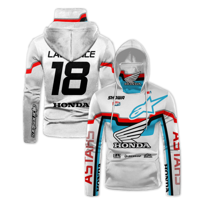 Jett Lawrence 18 Honda Motogp Racing Astars Gaiter Hoodie 693